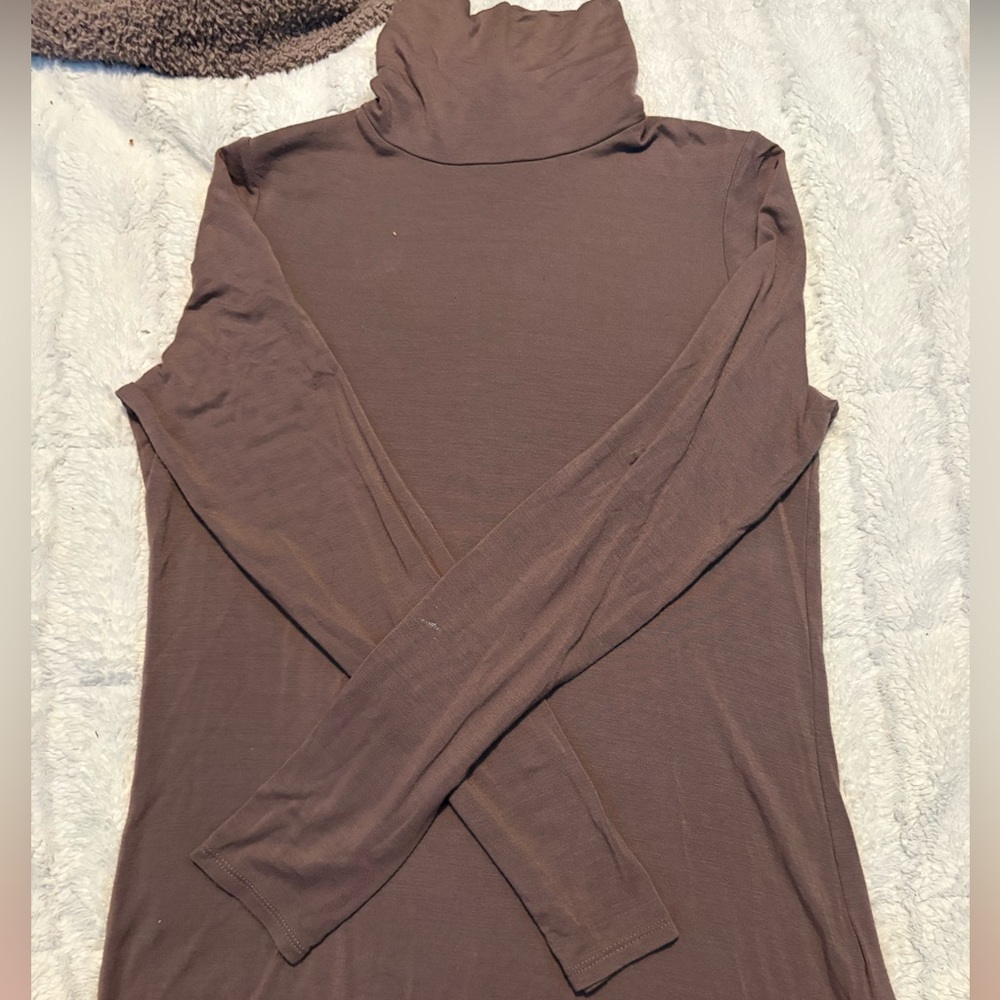 Brown Turtleneck Long Sleeve Top